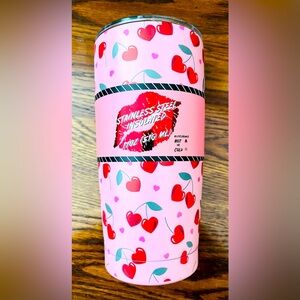 Valentine’s Day Cherry Hearts 17oz Tumbler Stainless Travel Tumbler Cup - NEW